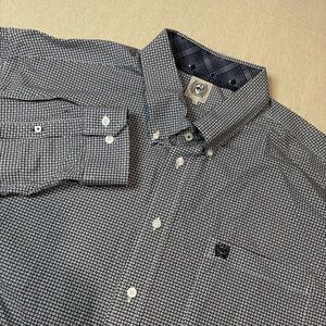 Cinch Men’s Button Up Shirt Men’s Sz XL Long Sleeve Gray Black Diamond Square